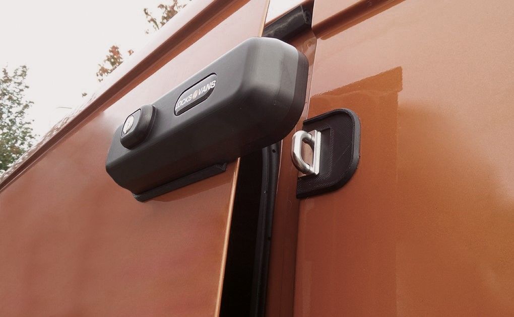 close up of a statement lock fitted to a transit custom van, extra security provided.